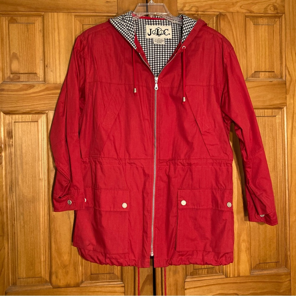 NWOT JLC Vintage 80s 90s Jacket Lightweight Hooded Raincoat Red Size M Medium